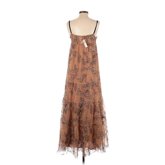 NWT by Anthropologie Petite Sequined Tulle Maeve Maxi in Neutral Tank Dress MP - Picture 7 of 7
